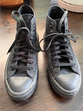 Black Platform Converse High Tops US4